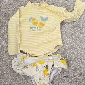 Jessica Simpson Lemons Kids Swim Set - Yellow Stripes
